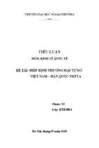 Tiểu luận kinh tế quốc tế hiệp định thương mại tự do việt nam – hàn quốc vkfta