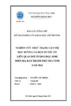 Nghiên cứu thực trạng cận thị học đường và một số yếu tố liên quan đối tượng học sinh trên địa bàn thành phố trà vinh năm 2014