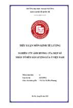 Nghiên cứu ảnh hưởng của một số nhân tố đến sản lượng lúa ở việt nam