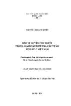 Bảo vệ quyền con người trong giai đoạn điều tra các vụ án hình sự ở việt nam