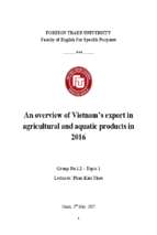 Tiểu luận ftu an overview of vietnam’s export in agricultural and aquatic products in 2016