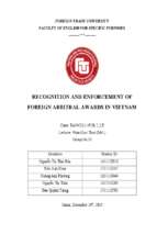 Tiểu luận ftu recognition and enforcement of foreign arbitral awards in vietnam