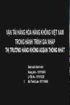 Vận tải hàng hóa hàng không việt nam trong hành trình gia nhập thị trường hàng không asean thống nhất