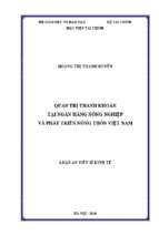 Quản trị thanh khoản tại ngân hàng nông nghiệp và phát triển nông thôn việt nam
