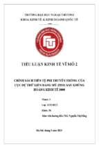 Chính sách tiền tệ phi truyền thống của cục dự trữ liên bang mỹ (fed) sau khủng hoảng kinh tế 2008