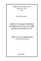 Nghiên cứu a dạng sinh học côn trùng n ớc tại tả ph n, huyện sa pa, tỉnh là cai