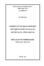 Nghiên cứu đa dạng sinh học côn trùng nƣớc ở xã sa pả, huyện sa pa, tỉnh lào cai
