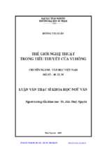 Luận văn thế giới nghệ thuật trong tiểu thuyết của vi hồng