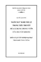 Luận văn ngôn ngữ nghệ thuật trong tiểu thuyết mùa lá rụng trong vườn của ma văn kháng