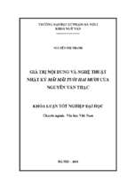 Luận văn giá trị nội dung và nghệ thuật nhật ký mãi mãi tuổi hai mươi của nguyễn văn thạc