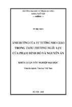 Luận văn ảnh hưởng của tư tưởng nho giáo trong tang thương ngẫu lục của phạm đình hổ và nguyễn án