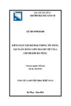 Kiểm soát nội bộ hoạt động tín dụng tại ngân hàng liên doanh việt nga, chi nhánh đà nẵng