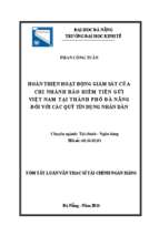 Hoàn thiện hoạt động giám sát của chi nhánh bảo hiểm tiền gửi việt nam tại thành phố đà nẵng đối với các quỹ tín dụng nhân dân