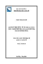 Quản lý nhà nước về vệ sinh an toàn thực phẩm trên địa bàn quận sơn trà, thành phố đà nẵng