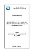 Quản lý nhà nước đối với giáo dục mầm non ngoài công lập trên địa bàn thành phố đà nẵng