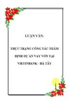 Thực trạng công tác thẩm định dự án vay vốn tại vietinbank   hà tây