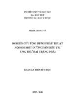 Nghiên cứu ứng dụng phẫu thuật nội soi một đường mổ điều trị ung thư đại tràng phải