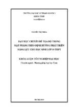 Dạy học chuyên đề tọa độ trong mặt phẳng theo định hướng phát triển năng lực cho học sinh lớp 10 thpt