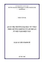 Quản trị trường đại học tư thục theo hướng không vì lợi nhuận ở việt nam hiện nay