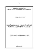 Nghiên cứu chầu văn dưới góc độ văn hoá và văn học dân gian
