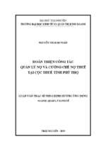 Luận văn hoàn thiện công tác quản lý nợ và cưỡng chế nợ thuế tại cục thuế tỉnh phú thọ