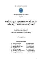 Bài tập nhóm chủ thể của pháp luật dân sự những quy định chung về luật dân sự, tài sản và thừa kế