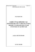Nghiên cứu đặc điểm thực vật, thành phần hóa học và một số tác dụng sinh học của hai loài giảo cổ lam gynostemma sp. tại việt nam