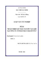 “hoàn thiện tổ chức kế toán nguyên vật liệu tại công ty cổ phần may i hải dương