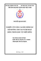 Nghiên cứu nâng cao độ chính xác dẫn đường cho tàu ngầm hoạt động trong khu vực biển đông tt