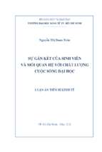 Sự gắn kết của sinh viên và mối quan hệ với chất lượng cuộc sống đại học