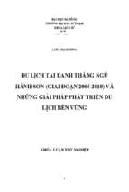 Du lịch tại danh thắng ngũ hành sơn (giai đoạn 2005 2010) và những giải pháp phát triển du lịch bền vững.