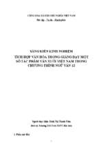 Skkn tích hợp văn hóa trong giảng dạy một số tác phẩm văn xuôi việt nam trong chương trình ngữ văn 12