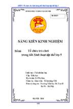 Skkn tổ chức trò chơi trong tiết sinh hoạt tập thể lớp 5