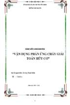 Vận dụng phản ứng cháy để giải hóa hữu cơ
