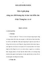Một số giải pháp nâng cao chất lượng dạy và học văn biểu cảm ở bậc trung học cơ sở