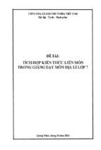 Tích hợp kiến thức liên môntrong giảng dạy môn địa lí lớp 7