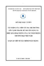 Tác động của tiếp xúc đa thị trường lên cạnh tranh, rủi ro tín dụng và hiệu quả hoạt động của các ngân hàng thương mại việt nam