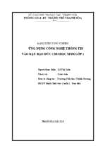 Skkn ứng dụng công nghệ thông tin vào dạy đạo đức cho học sinh lớp 1