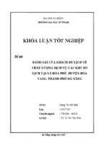 đánh giá của khách du lịch về chất lượng dịch vụ các khu du lịch tại xã hòa phú, huyện hòa vang, thành phố đà nẵng.