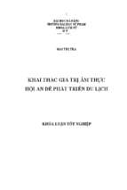 Khai thác giá trị ẩm thực hội an để phát triển du lịch.