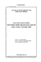 Skkn giúp học sinh tránh sai lầm về giải toán căn bậc hai