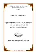 Một số biện pháp nâng cao chất lượng công tác chủ nhiệm lớp 10 ở trường thpt cao lãnh 1