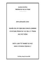 Nghiên cứu xây dựng bài giảng e learning và sử dụng trong dạy học địa lí 11 trung học phổ thông.