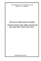 Skkn phương pháp thực hiện chuyên đề dạy học – môn tiếng anh thpt