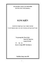Skkn phương pháp dạy học theo nhóm và kĩ thuật đặt câu hỏi trong giờ dạy ngữ văn