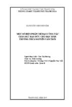 Skkn một số biện pháp chỉ đạo công tác giáo dục đạo đức cho học sinh trường thcs nguyễn văn trỗi