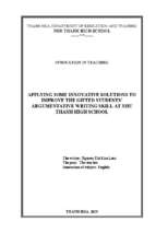 Applying some innovative solutions to improve the gifted students’ argumentative writing skill at nhu thanh high school