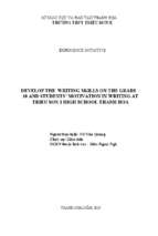 Develop the writing skills on the grade – 10 and students’ motivation in writing at trieu son 2 high school thanh hoa