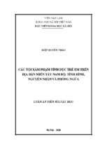 Các tội xâm phạm tình dục trẻ em trên địa bàn miền tây nam bộ tình hình, nguyên nhân và phòng ngừa