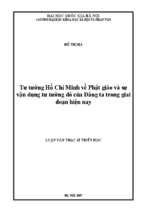 Tư tưởng hồ chí minh về phật giáo và sự vận dụng tư tưởng đó của đảng ta trong giai đoạn hiện nay